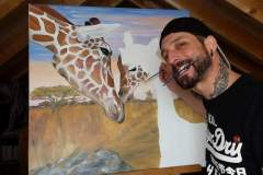 Peinture-a-huile-Girafe